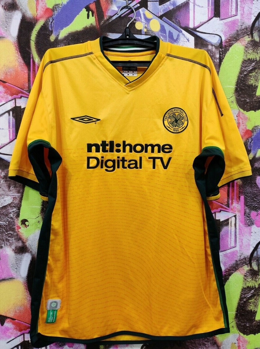 Maillot Extérieur Celtic Scotland 2002/2003, Umbro, Homme Taille XL, Jaune, Vintage