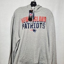 New England Patriots Sweatshirt Hooded Football Hoodie Logo Pullover Grey NWT
