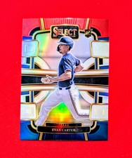 🔥EVAN CARTER -2024 Panini Select Concourse Red & Blue Prizm #100 Texas Rangers