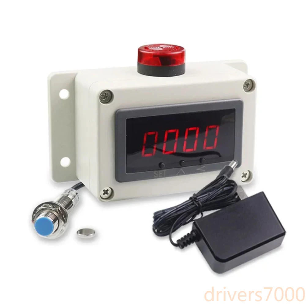 Digital Motor Speed Meter Tachometer 7-30V 4-Digit Display with Hall Sensor