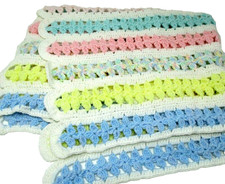 Crochet Baby Blanket Lace Flowers Scalloped Edge 29x37
