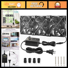 3 x 120mm Variable Speed Server Rack Fans - 110V-240V Cooling for Electronics 