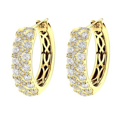 Kleine Damen Creolen Huggie Ohrringe Unikat 14K Gold Diamant 1,58ct