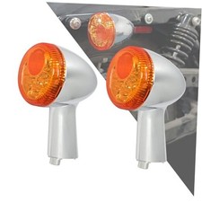 Rear LED Turn Signal Light Running Brake Light Chrome Housing Amber Lens