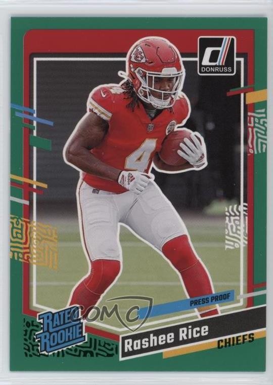 2023 Panini Donruss Rated Rookie Press Proof Green Rashee Rice #350 Rookie RC