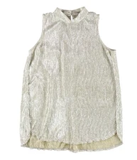 bar III Womens Metallic Knit Blouse, Metallic, Medium