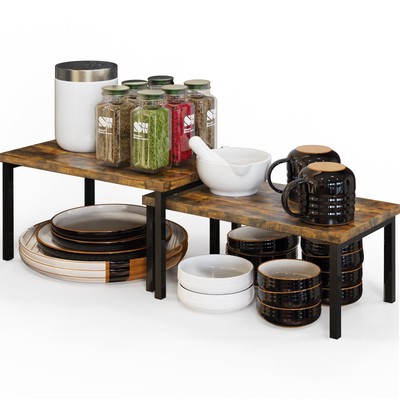 Simple Houseware Wooden Top Expandable Stackable Kitchen Cabinet and Counter ...