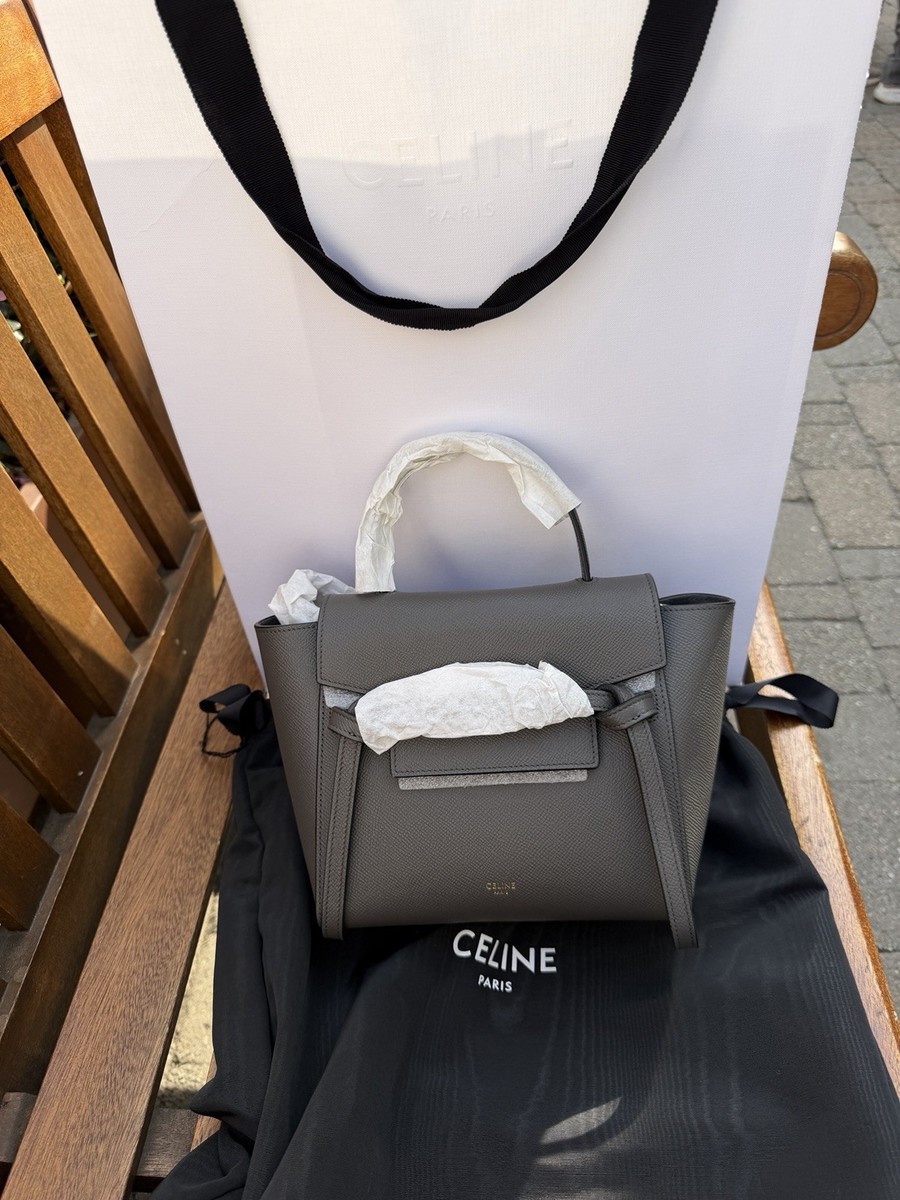 CELINE Belt Bag Shoulder Bag Mini Gray Leather for sale online | eBay