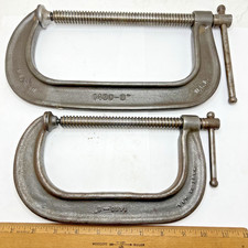 Vintage Lot (2) Adjustable 1480-8" & 1460-6" Heavy Duty C-Clamp Set Made In USA