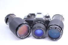 Nikon FG-20 Slr Film 35mm Camera Sigma 35-70mm Nikkor 80-200mm Vivitar Lenses