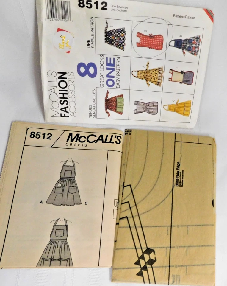 McCalls Pattern 8512 Misses  8 Aprons ~ Eight Styles One Size UNCUT FF - Image 4 of 4