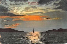 Postcard CA: Golden Gate Bridge, Sunset, San Francisco, California, Posted 1909