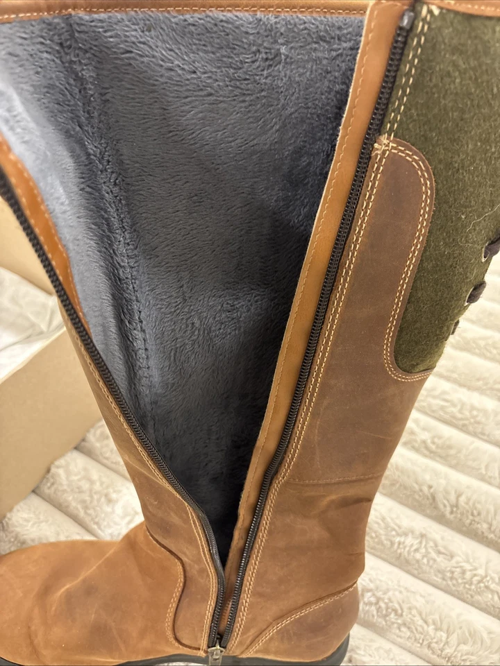 BOTAS DE MONTAR CLARKS TAVOY CUERO MARRÓN CEDRO HASTA LA RODILLA ZAPATOS EE. UU. MUJER TALLA 8,5 M Foto 3 de 4