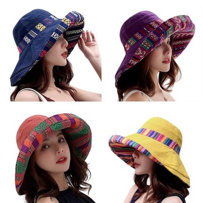 Faltbar Eimer Hut Retro Sommer Breite Brim Sonnenhut Damen Sonnenhut Strand