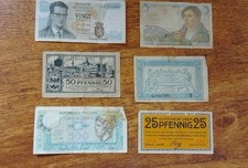Six vintage European bank notes