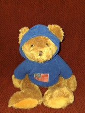 Russ Berrie Teddy Bear Toy 18" Stuffed Animal Brown Ritz Anniversary Flag
