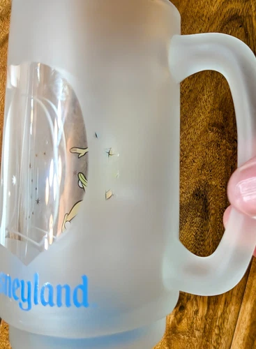 Tinker Bell Disneyland Resort Glass Stein/Mug Disney Parks Frosted Glass Vintage - Picture 7 of 9