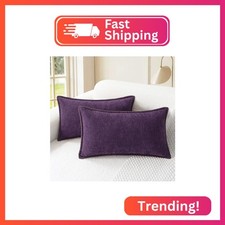 CaliTime Decorative Couch Throw Pillow Covers 20 X 12 Inches Plum Purple