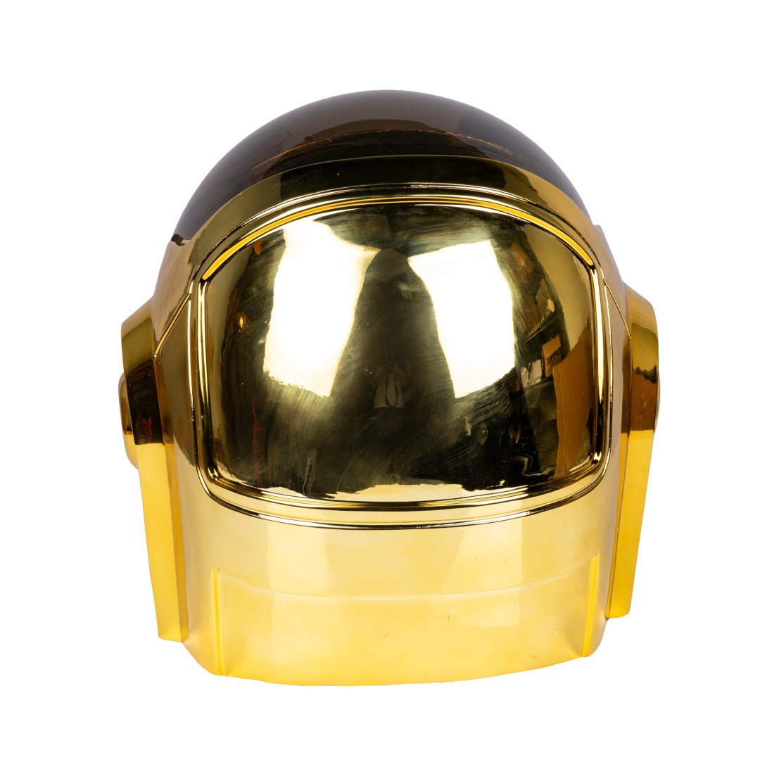 Casco Daft Punk Guy Manuel oro cromato LED illuminazione maschera replica oggetto di scena regalo di Natale foto 4