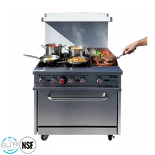 NSF 36" Commercial 6 Burner Range Stove With Oven & 12" Griddle NAT