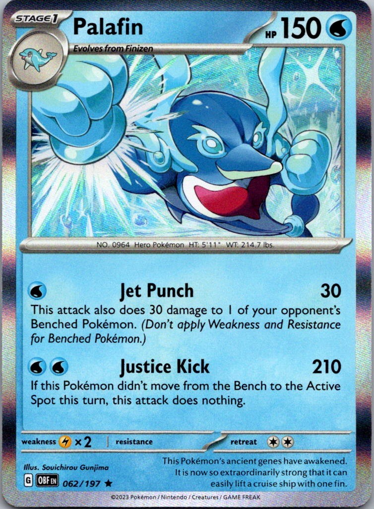 Palafin 62/197 Obsidian Flames Holo Rare Pokemon Near Mint