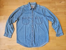 Vintage Levi's Red Tab Denim Shirt Mens Large Blue Long Sleeve 90s Button Up