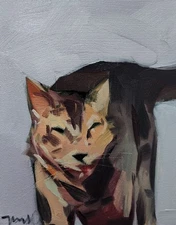 Jose Trujillo Fine Art PRINT 16x20" Collectible Artist Gray Cat Portrait