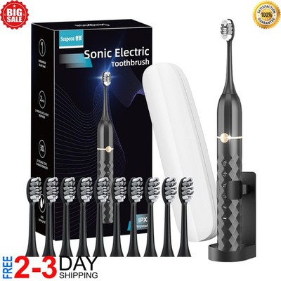 Cepillos De Dientes Electrico Recargable Con 10 Cabezales y Estuche Para Viaje