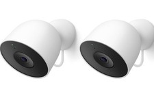 Google Nest Cam Outdoor wired, 2nd gen 1440p Video and Gemini - 2-Pack - Snow