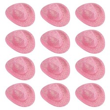 Mini Cowboy Hats, 12 Pcs Miniature Western Hat, Glitter Style, Lotus Pink