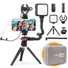 Smartphone Video Vlogging Kit Metal Microphone Light Tiktok YouTube Podcast E...