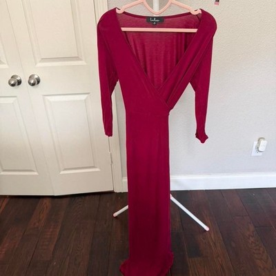 burgundy long sleeve wrap maxi dress ZANKLEY Women's Long Sleeve V Neck Wrap Maxi Dress with Slit Formal Fall Wedding Guest Cocktail Party Dress, Size: XL