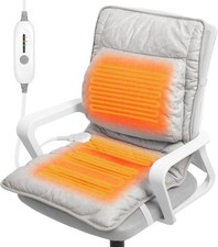 Extra Large Xl Gray Heated Seat Cushion Office Chair W Lumbar Support Auto Shut