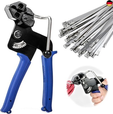 100 Stück Edelstahl Kabelbinder und Metallbinderpistole, Kabelbinderzange, 4,6 
