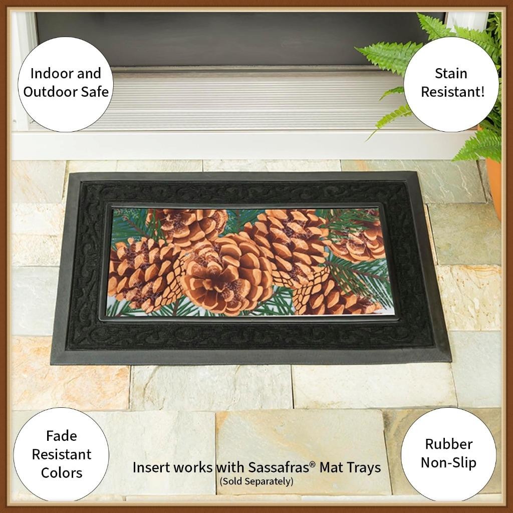 EVERGREEN SASSAFRAS MAT INSERT * WINTER PINE CONES * CHANGEBLE SWITCH MAT -  NEW