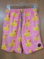 Neff Men's Small Medium Swim Pink Shorts With Yellow Rubber Ducks - Trunks Surf
