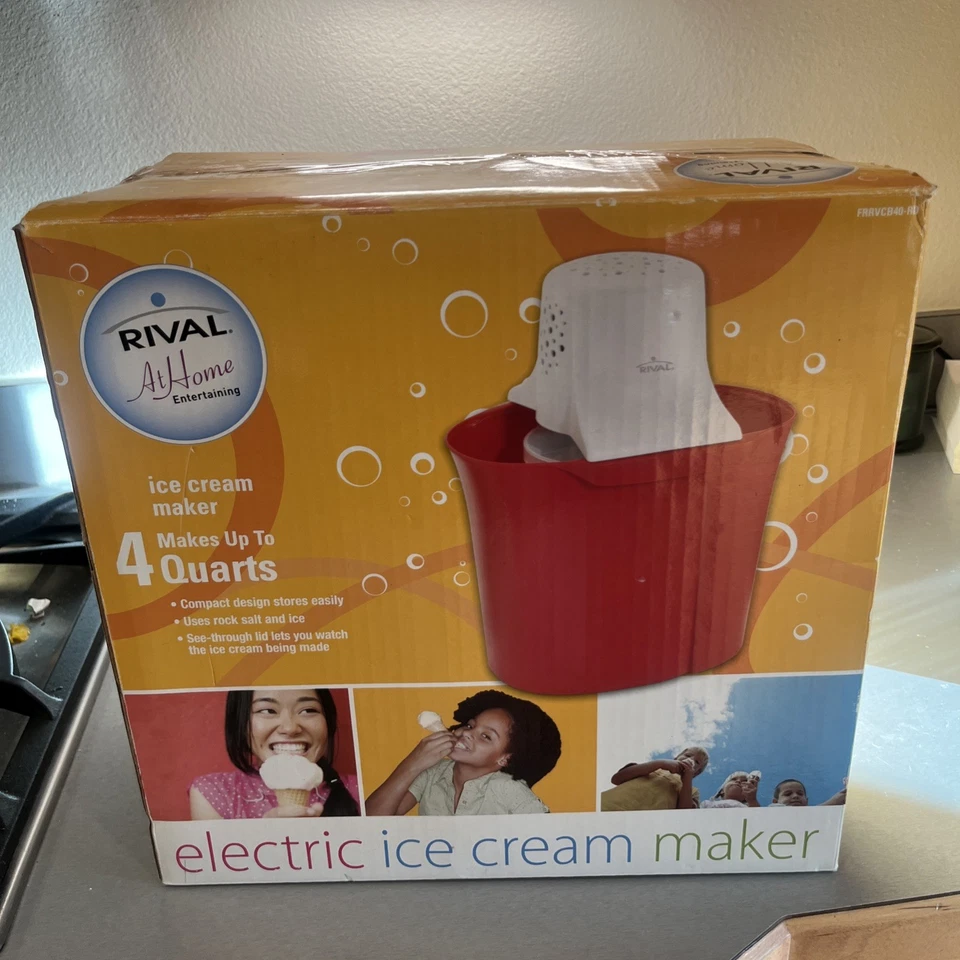 Máquina de helados, yogur congelado y sorbetes Rival At Home 4 cuartos de galón, nueva en caja FRRVCB 40 roja Foto 2 de 3