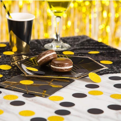 MOWO Glitter Confetti Circles Wedding Party Decor and Gold,black Dots,200pc - Picture 8 of 9