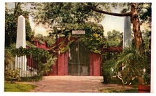 Vintage Postcard Ivy-Covered Garden Gate Historic Landmark