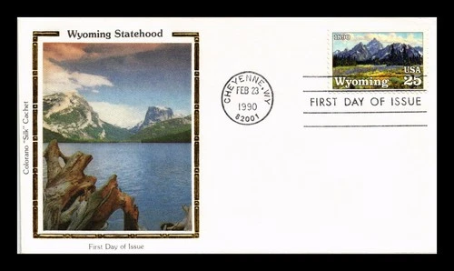US COVER WYOMING STATEHOOD CENTENNIAL FIRST DAY ISSUE COLORANO SILK CACHET