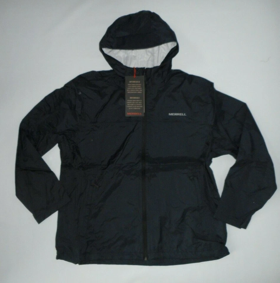 CHAQUETA MERRELL Negra FALLON Viento Lluvia con Capucha Impermeable Para Hombres Talla XXL 2XL NUEVA  Foto 3 de 4