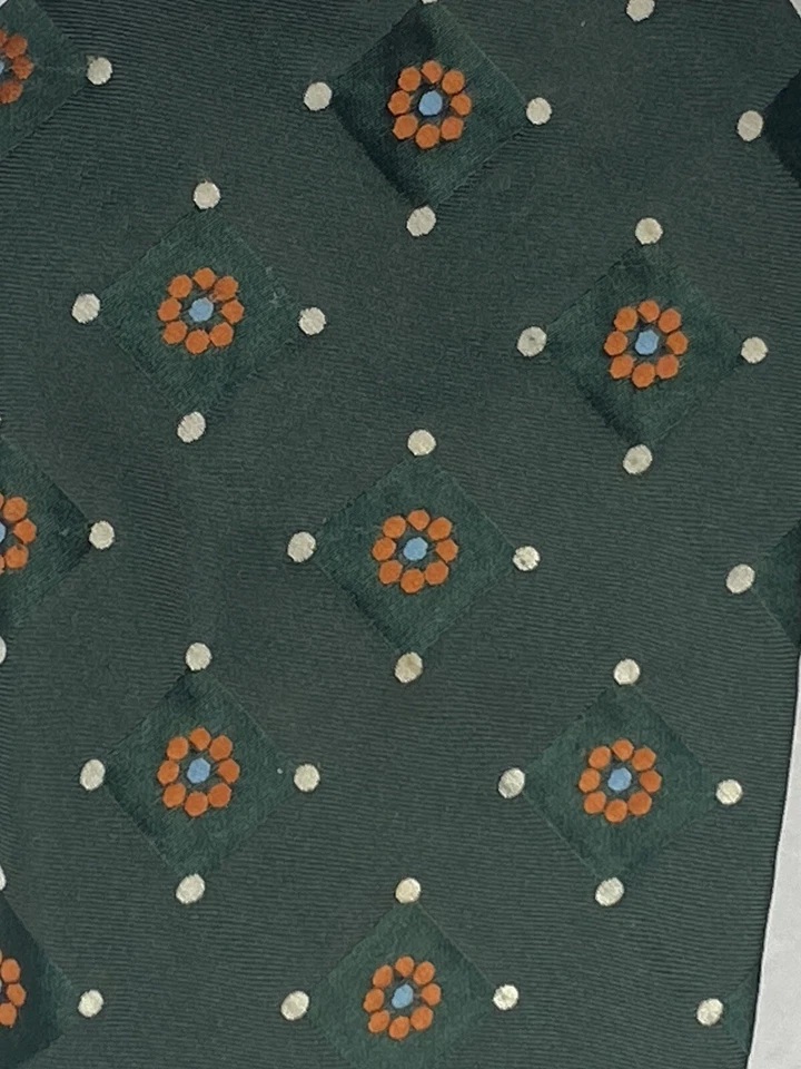 Corbata De Colección Joske’s Para Hombre Verde Con Flores Naranja Años 70’s Poliéster Corbata Hippy Foto 2 de 4