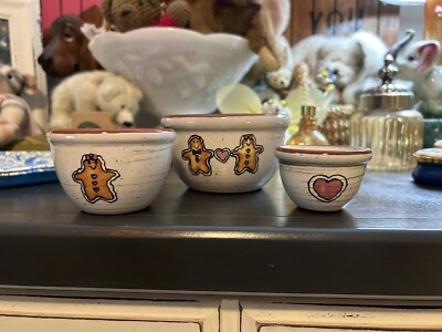 Vintage 2002 Set of 3 Boyd s BEARWARE POTTERY WORKS Nesting Bowls Gingerbread