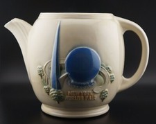 Large 1939 New York World's Fair Ceramic Porcelain Teapot By Porcelair, No Lid