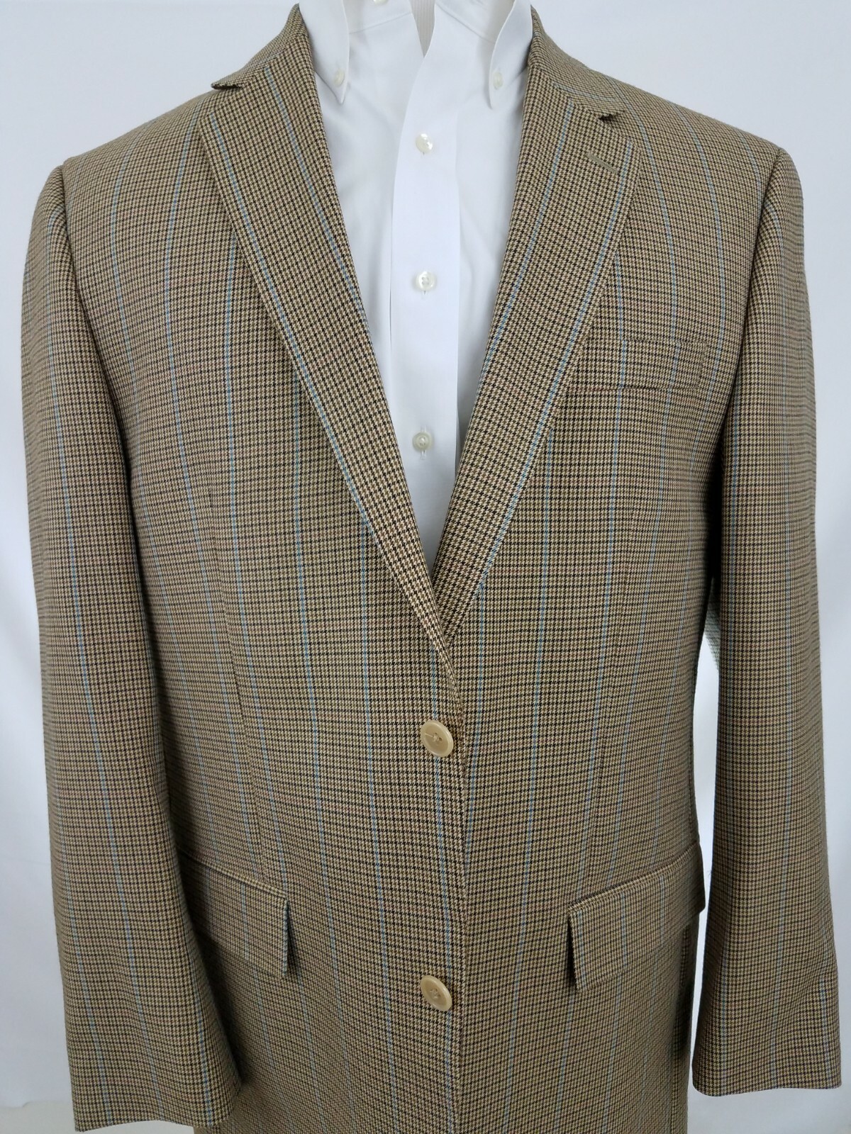 Andrew Fezza Two Button Brown Check Windowpane Sp… - image 2
