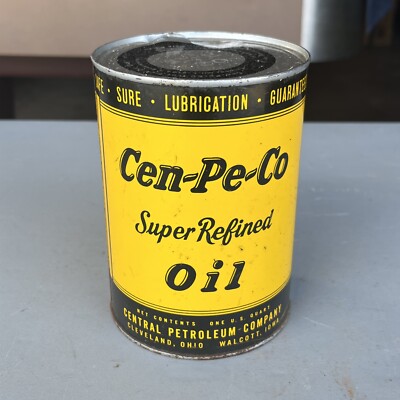 CenPeCo Super Refined Oil Can One Quart Cleveland Ohio Walcott Iowa