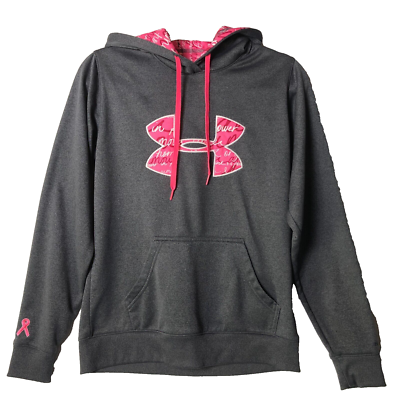 UnderArmour Pullover Hoodie Gray Pink Breast Cancer Awareness