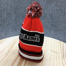 Nissin Top Ramen Pompom Beanie Hat Youth Black Orange OS Adjustable Knitted