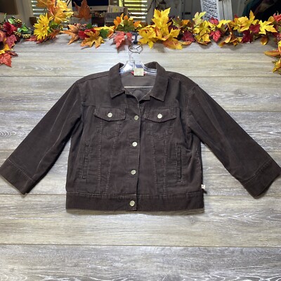 Corduroy Jacket Size 9 / 10, Juniors Brown, Button Close, 3/4 Sleeves, By Esprit