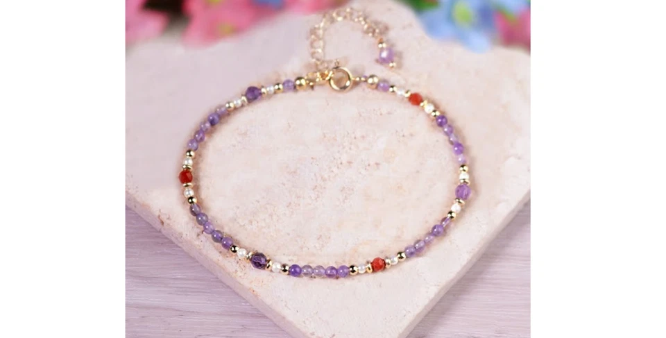 2025LO ÚLTIMO Pulsera Amatista Ágata Roja Delicada Sanación Reiki Regalo Para Mamá/Amigos Foto 3 de 4
